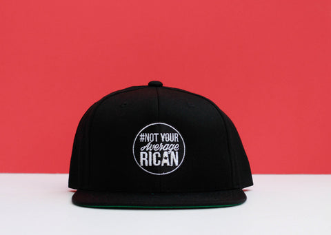 Classic Not Your Average Rican Logo SNAPBACK (Black/Black/White)