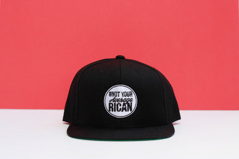 Classic Not Your Average Rican Logo SNAPBACK (Black/White/Black)